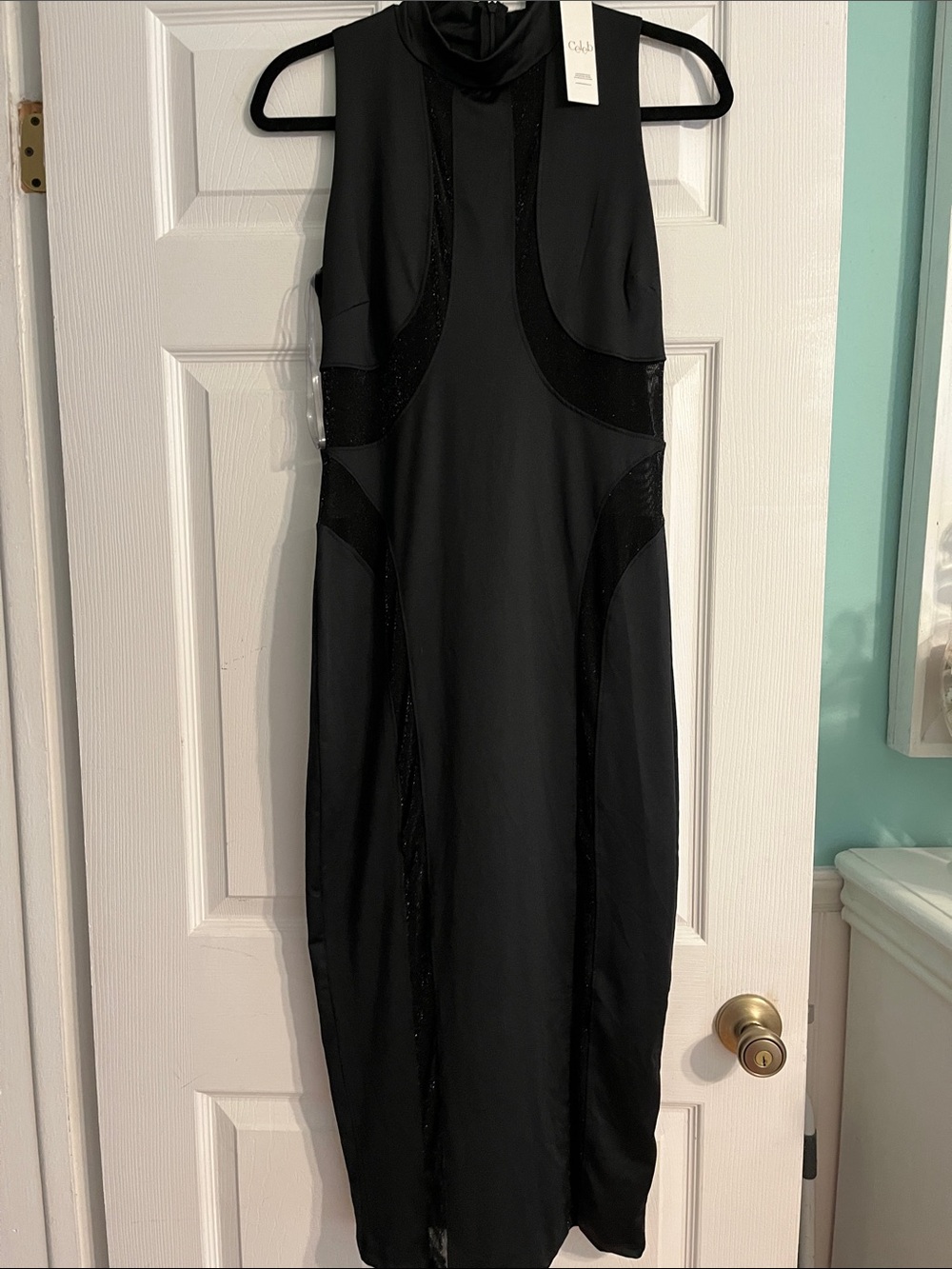 Celeb Black Sleeveless Mock Neck Dress NWT